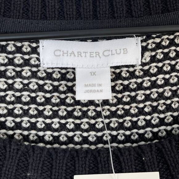 Charter Club Women's Plus Size Button-Trim Contrast-Accent Sweater Size 1X NWT - Picture 8 of 9